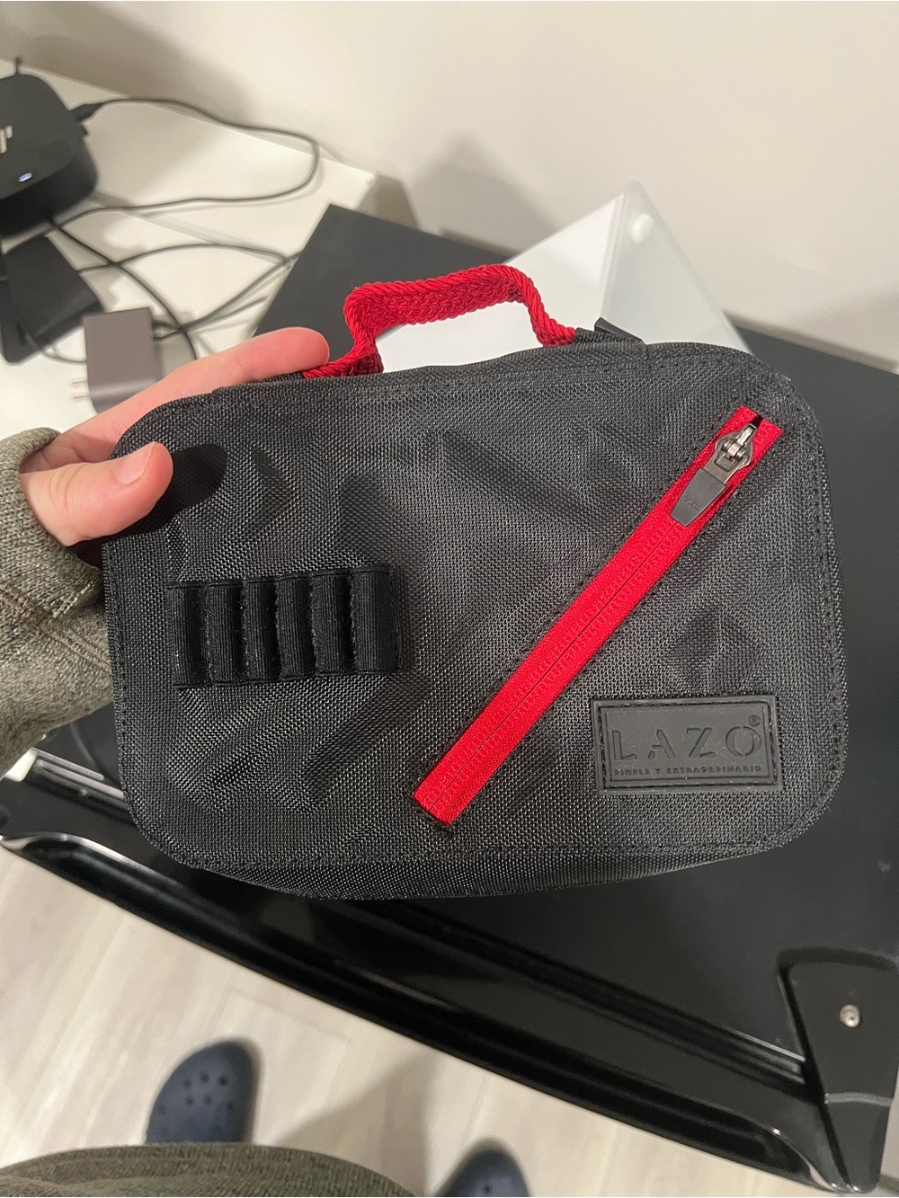 Men's Black Golf Bag with Red Zipper & Handle